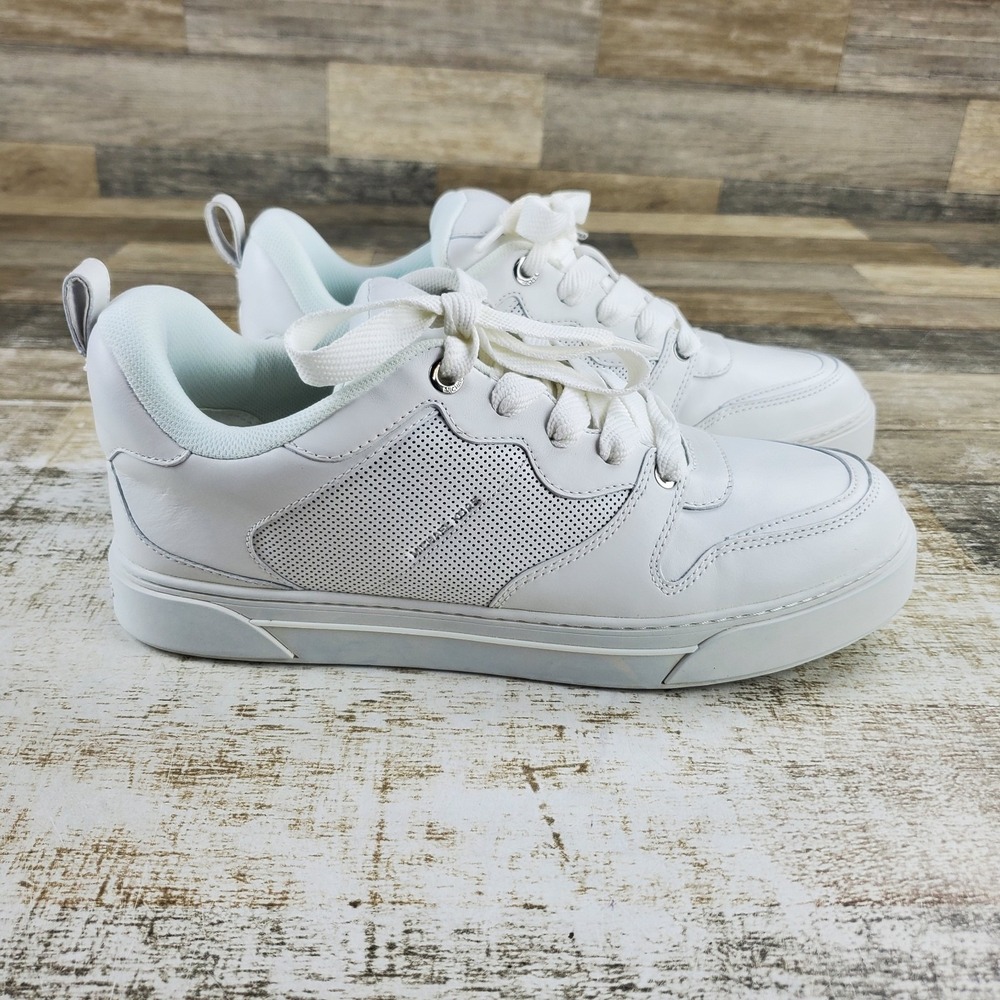 Michael Kors Barett Mens Shoes Sz 10 M Optic White Leather Lace-Up Sneakers